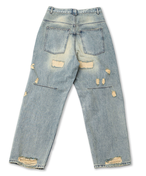 SCHISM INDUCING(スキズムインデューシング)の「ARCHIVE DAMAGED JEANS_BLUE(デニムパンツ・レディース・その他・LARGE/MEDIUM/X-LARGE)」の4枚目の写真