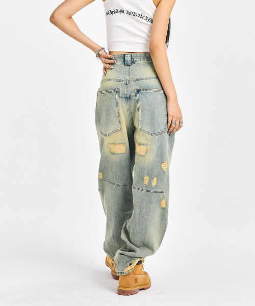 SCHISM INDUCING(スキズムインデューシング)の「ARCHIVE DAMAGED JEANS_BLUE(デニムパンツ・レディース・その他・LARGE/MEDIUM/X-LARGE)」の6枚目の写真