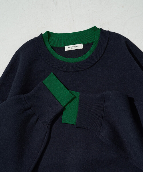FREAK'S STORE（フリークスストア）の「限定展開　接結 配色 カラー ニット プルオーバー（ニット/セーター・レディース・ネイビー/ライトグレー/ブラウン/ブラック/ナチュラル・ﾌﾘ-）」の5枚目の写真