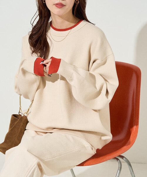 FREAK'S STORE（フリークスストア）の「限定展開　接結 配色 カラー ニット プルオーバー（ニット/セーター・レディース・ネイビー/ライトグレー/ブラウン/ブラック/ナチュラル・ﾌﾘ-）」の14枚目の写真