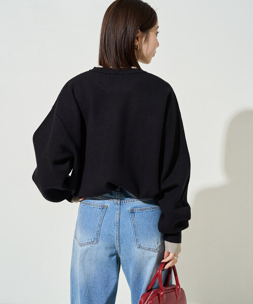 FREAK'S STORE（フリークスストア）の「限定展開　接結 配色 カラー ニット プルオーバー（ニット/セーター・レディース・ネイビー/ライトグレー/ブラウン/ブラック/ナチュラル・ﾌﾘ-）」の22枚目の写真