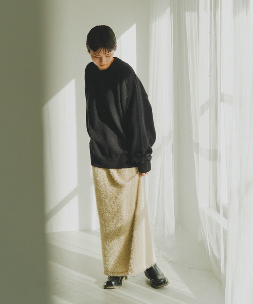 lit(リット)の「Feather Long Knit Skirt(スカート・レディース・ベージュ/ブラック・FREE)」の21枚目の写真