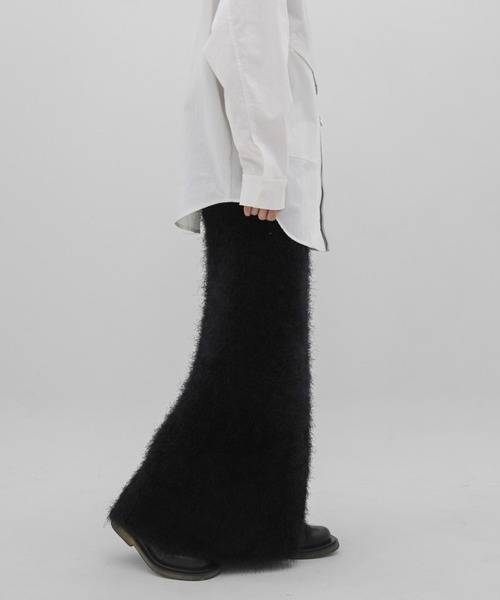 lit(リット)の「Feather Long Knit Skirt(スカート・レディース・ベージュ/ブラック・FREE)」の4枚目の写真