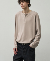 ALYSS（アリス）の「ウォッシャブルレイヤードヘンリーネックニットTシャツ[クリームベージュ]（Tシャツ/カットソー）」