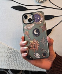 Loco Ocean | ニュアンスデザイン 刺繍風 星 月/ スマホカバー iPhoneケース ( 14 / 15 / 16 / 17 )(スマホケース/カバー)