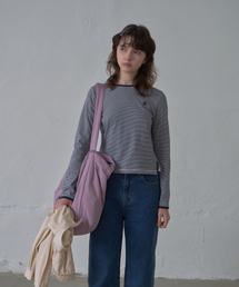 H Needlework T-shirt_Blue Stripe