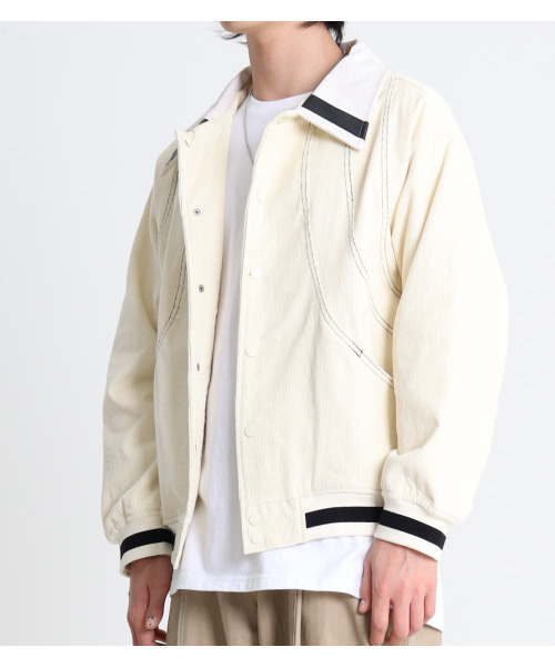 BUTTON SEOUL（ボタンソウル）の「オーバーサイズ コーデュロイ レザー配色 ブルゾン (アイボリー)（ブルゾン・メンズ・その他・MEDIUM/LARGE/X-LARGE）」の3枚目の写真