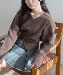 STAY MOTION | 【WEB限定】Vネックハーフジップニットトップス［韓国ファッション カジュアル］≪AW新作≫(ニット/セーター)