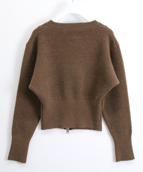 STAY MOTION（ステイモーション）の「【WEB限定】Vネックハーフジップニットトップス［韓国ファッション カジュアル］≪新作≫（ニット/セーター・レディース・オフホワイト/ブラック/ブラウン・F）」の14枚目の写真