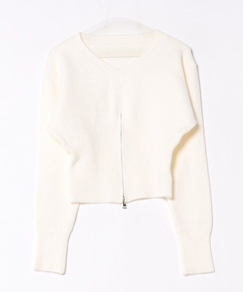 STAY MOTION（ステイモーション）の「【WEB限定】Vネックハーフジップニットトップス［韓国ファッション カジュアル］≪新作≫（ニット/セーター・レディース・オフホワイト/ブラック/ブラウン・F）」の12枚目の写真