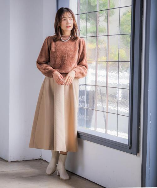 ITS'DEMO（イッツデモ）の「【手洗い可】フェザーヤーンパフスリーブニット（ニット/セーター・レディース・ピンク/オフホワイト/サックスブルー/ブラウン系・00）」の8枚目の写真