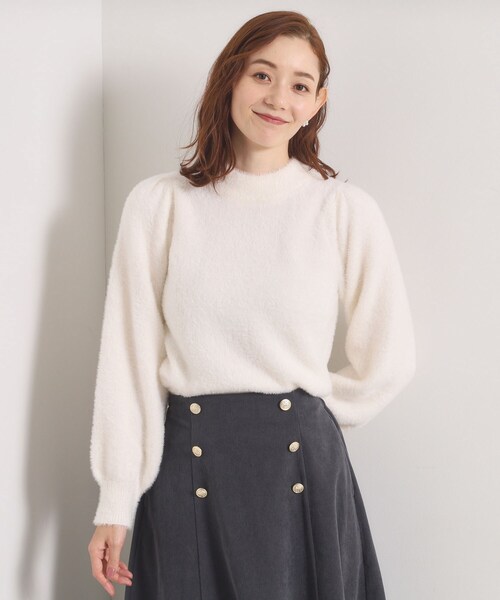 ITS'DEMO（イッツデモ）の「【手洗い可】フェザーヤーンパフスリーブニット（ニット/セーター・レディース・ピンク/オフホワイト/サックスブルー/ブラウン系・00）」の9枚目の写真