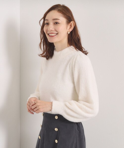 ITS'DEMO（イッツデモ）の「【手洗い可】フェザーヤーンパフスリーブニット（ニット/セーター・レディース・ピンク/オフホワイト/サックスブルー/ブラウン系・00）」の10枚目の写真