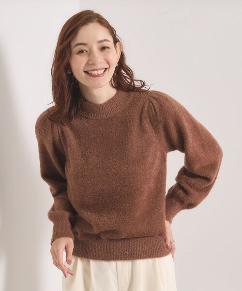 ITS'DEMO（イッツデモ）の「【手洗い可】フェザーヤーンパフスリーブニット（ニット/セーター・レディース・ピンク/オフホワイト/サックスブルー/ブラウン系・00）」の13枚目の写真