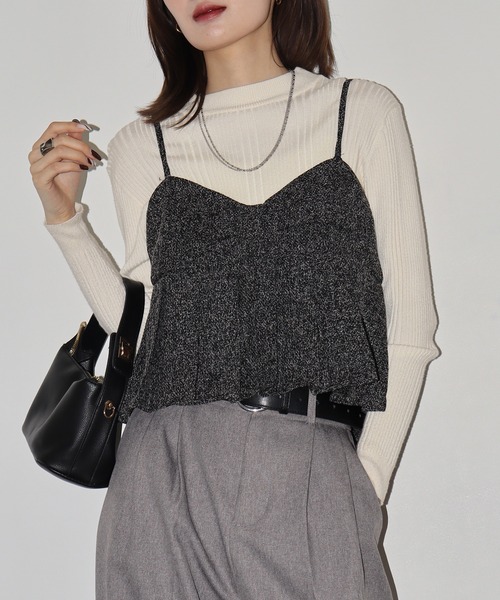 FUNALIVE（ファンアライブ）の「ツイードプリーツキャミビスチェ（キャミソール・レディース・ブラック・FREE）」の13枚目の写真