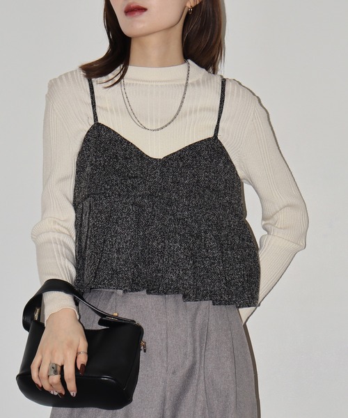 FUNALIVE（ファンアライブ）の「ツイードプリーツキャミビスチェ（キャミソール・レディース・ブラック・FREE）」の14枚目の写真