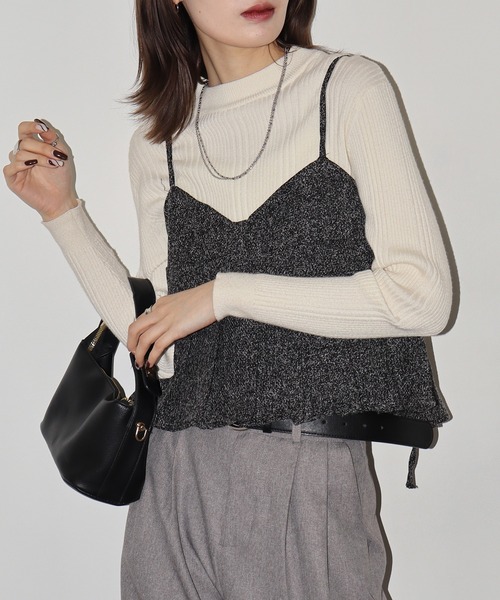 FUNALIVE（ファンアライブ）の「ツイードプリーツキャミビスチェ（キャミソール・レディース・ブラック・FREE）」の15枚目の写真