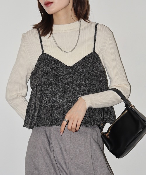 FUNALIVE（ファンアライブ）の「ツイードプリーツキャミビスチェ（キャミソール・レディース・ブラック・FREE）」の12枚目の写真