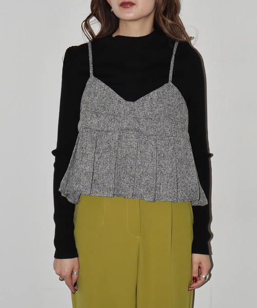 FUNALIVE（ファンアライブ）の「ツイードプリーツキャミビスチェ（キャミソール・レディース・ブラック・FREE）」の4枚目の写真