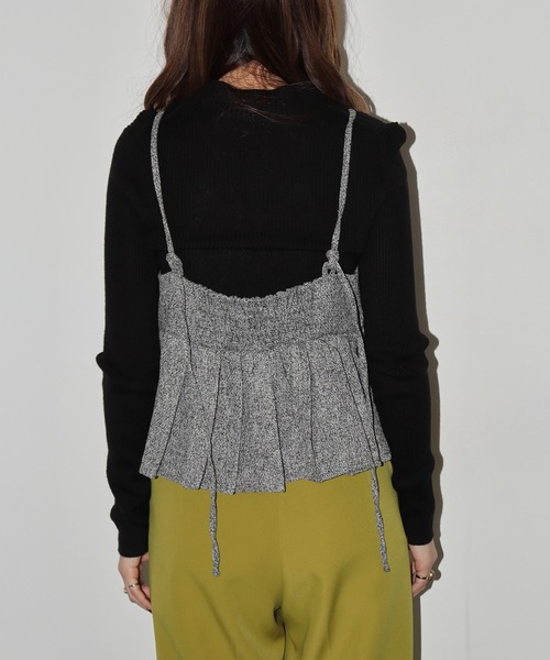 FUNALIVE（ファンアライブ）の「ツイードプリーツキャミビスチェ（キャミソール・レディース・ブラック・FREE）」の6枚目の写真