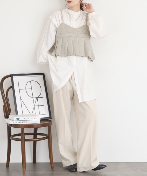 FUNALIVE（ファンアライブ）の「ツイードプリーツキャミビスチェ（キャミソール・レディース・ブラック・FREE）」の2枚目の写真