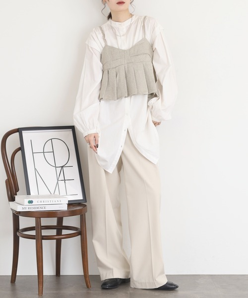 FUNALIVE（ファンアライブ）の「ツイードプリーツキャミビスチェ（キャミソール・レディース・ブラック・FREE）」の3枚目の写真