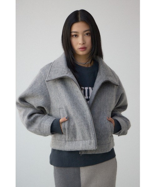 AZUL by moussy（アズールバイマウジー）の「【着丈バリエ】シャギースタンドコート（チェスターコート・レディース・ブラウン/ブラック系その他/グレー・MEDIUM/SMALL）」の22枚目の写真