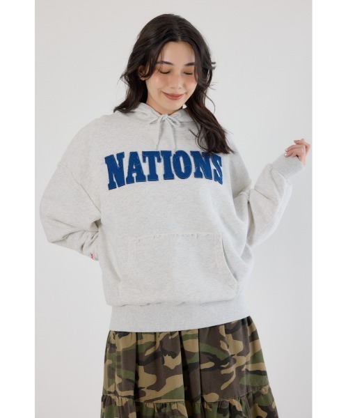 RODEO CROWNS WIDE BOWL(ロデオクラウンズワイドボウル)の「NATIONSパーカー(パーカー・レディース・カモフラージュ/ブラウン/グレー×ホワイト/ブラック・FREE)」の3枚目の写真