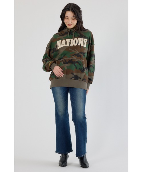 RODEO CROWNS WIDE BOWL(ロデオクラウンズワイドボウル)の「NATIONSパーカー(パーカー・レディース・カモフラージュ/ブラウン/グレー×ホワイト/ブラック・FREE)」の8枚目の写真