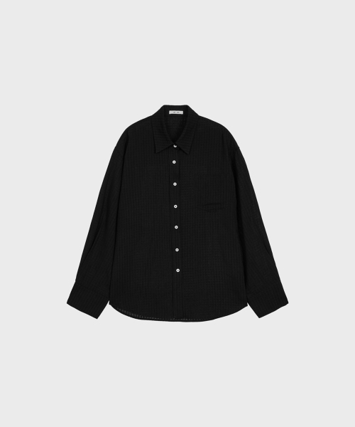 ALKI ALKA(アルキアルカ)の「Loose-Fit Check Shirt (Black)(シャツ/ブラウス・レディース・ブラック・FREE)」の2枚目の写真