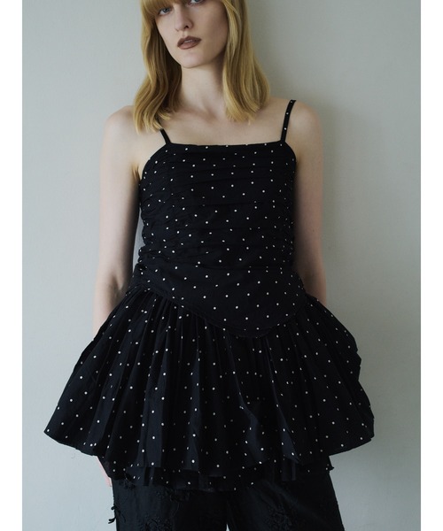 crinkle crinkle crinkle(クリンクルクリンクルクリンクル)の「【crinkle crinkle crinkle】corset cami/コルセットキャミ(キャミソール・レディース・ブラック/ドット・FREE)」の2枚目の写真