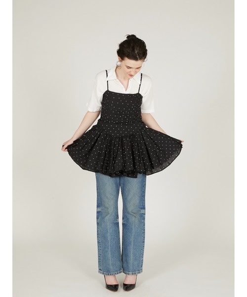 crinkle crinkle crinkle(クリンクルクリンクルクリンクル)の「【crinkle crinkle crinkle】corset cami/コルセットキャミ(キャミソール・レディース・ブラック/ドット・FREE)」の4枚目の写真