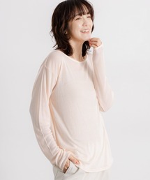 studio CLIP | 【吸放湿性】ウールミックスシアーボートネックシアープルオーバー[プラスサイズあり](Tシャツ/カットソー)