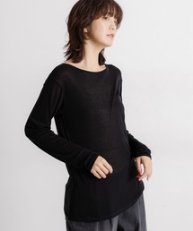 studio CLIP | 【吸湿発熱・吸放湿性】ウールミックスシアーボートネックシアープルオーバー[プラスサイズあり](Tシャツ/カットソー)