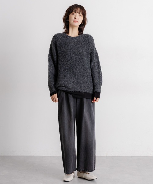 studio CLIP（スタディオクリップ）の「【吸湿発熱・吸放湿性】ウールミックスシアーボートネックシアープルオーバー[プラスサイズあり]（Tシャツ/カットソー・レディース・オフホワイト/ベビーピンク/ブラック/ベージュ/シルバーグレー・ﾌﾘｰ(L)/FREE）」の15枚目の写真