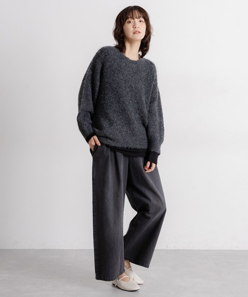 studio CLIP（スタディオクリップ）の「【吸湿発熱・吸放湿性】ウールミックスシアーボートネックシアープルオーバー[プラスサイズあり]（Tシャツ/カットソー・レディース・オフホワイト/ベビーピンク/ブラック/ベージュ/シルバーグレー・ﾌﾘｰ(L)/FREE）」の16枚目の写真