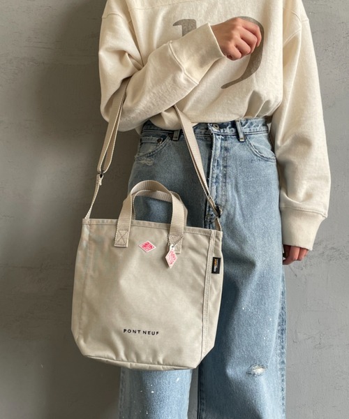 DANTON（ダントン）の「[DANTON/ダントン] PONT NEUF コーデュラキャンバス 2WAYトートバッグ（ショルダーバッグ・レディース・ブラック/アイボリー・ONE SIZE）」の3枚目の写真