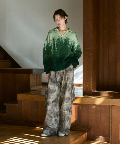soerte(ソエルテ)の「All-Over Pattern Military Cargo Pants / ワイドミリタリーカーゴパンツ(カーゴパンツ・メンズ・カーキ/ベージュ・3/2/1)」の9枚目の写真