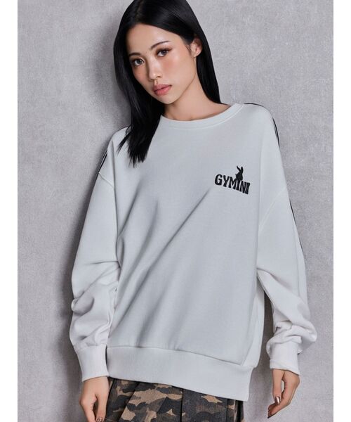 GYDA（ジェイダ）の「GYMINI BUNNYラインスウェットトップス（スウェット・レディース・ベージュ/ピンク/ブラック/オフホワイト・FREE）」の2枚目の写真