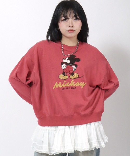 Disney(ディズニー)の「Disney(ディズニー)キャラクターサガラ刺繍スウェットトレーナー/ミッキーマウス/トイ・ストーリー エイリアン(スウェット・レディース・パープル/ブラック/アイボリー/レッド・L/M)」の4枚目の写真
