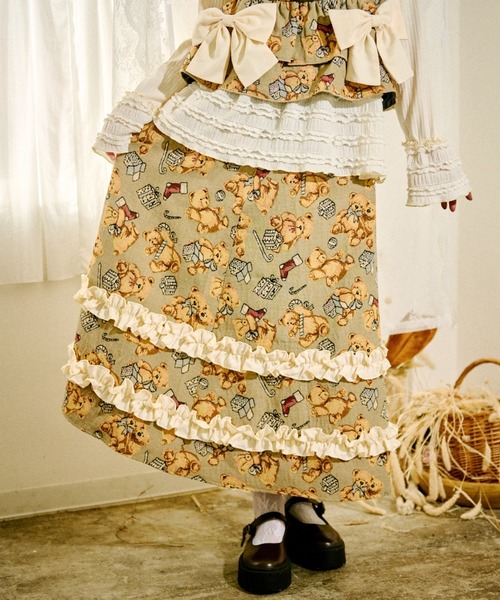 kutir(クティール)の「【クティールとレトロ】ゴブランフリルスカート(スカート・レディース・レッド/アイボリー/ベージュ/ブルー・SMALL/MEDIUM)」の3枚目の写真