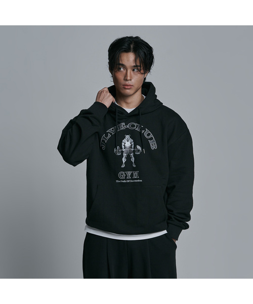 JELEVE(ジェイエルブ)の「ジムクラブ オーバーサイズ フードパーカー(パーカー・メンズ・グレー/オレンジ・SMALL/MEDIUM/LARGE/X-LARGE)」の1枚目の写真