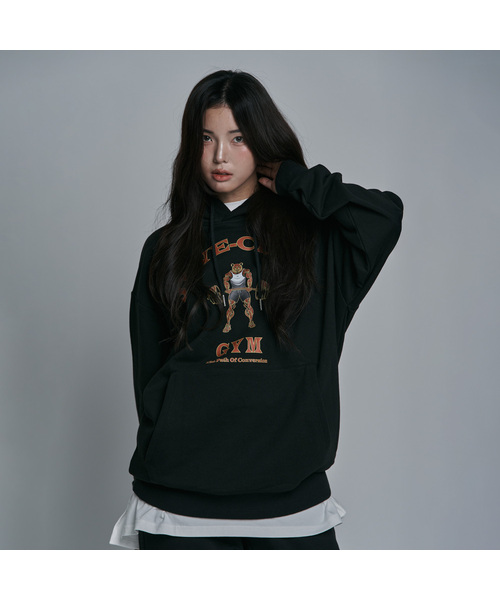 JELEVE(ジェイエルブ)の「ジムクラブ オーバーサイズ フードパーカー(パーカー・メンズ・グレー/オレンジ・SMALL/MEDIUM/LARGE/X-LARGE)」の2枚目の写真