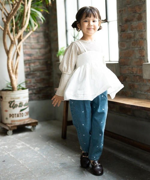 アトリエデニム・メルシー(ハート刺繍) タックテーパードデニム