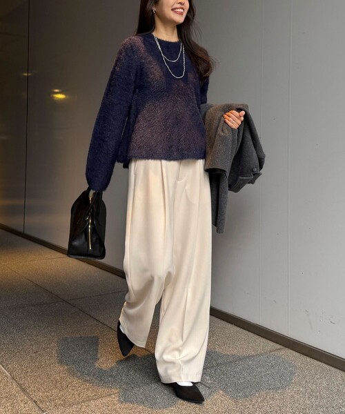 fredy emue（フレディエミュ）の「シャギーペプラムニットプルオーバー（ニット/セーター・レディース・ネイビー/ブラウン/チャコールグレー/オフホワイト・38）」の19枚目の写真