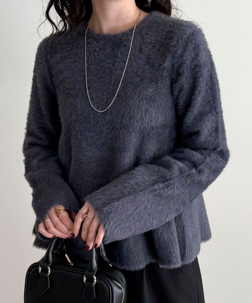 セール】シャギーペプラムニットプルオーバー（ニット/セーター