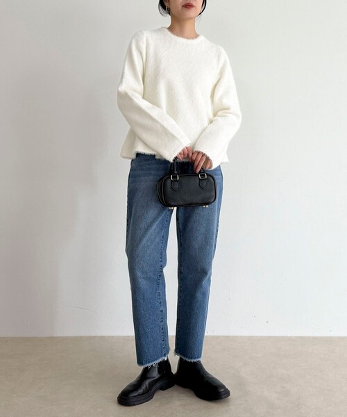 fredy emue（フレディエミュ）の「シャギーペプラムニットプルオーバー（ニット/セーター・レディース・ネイビー/ブラウン/チャコールグレー/オフホワイト・38）」の5枚目の写真