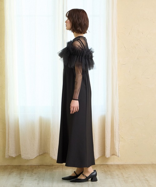 AIMER（エメ）の「チュールフリルビスチェ×ロングスリーブワンピース 2点セットパーティードレス　結婚式　お呼ばれ　ドレス　20代 30代（ドレス・レディース・ブラック/イエロー系その他/モカ・SMALL/MEDIUM）」の20枚目の写真