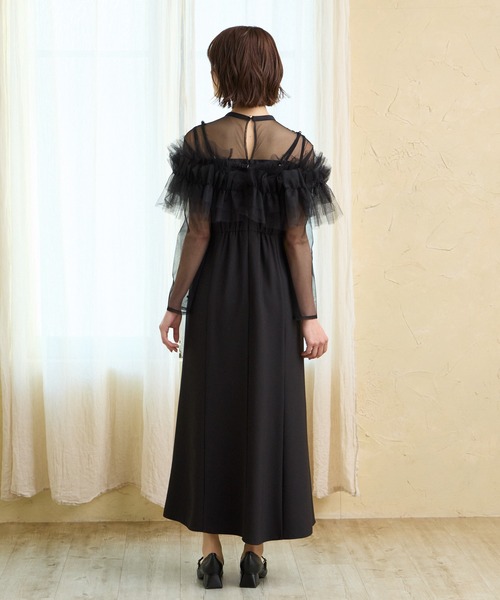 AIMER（エメ）の「チュールフリルビスチェ×ロングスリーブワンピース 2点セットパーティードレス　結婚式　お呼ばれ　ドレス　20代 30代（ドレス・レディース・ブラック/イエロー系その他/モカ・SMALL/MEDIUM）」の21枚目の写真