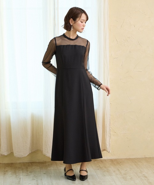 AIMER（エメ）の「チュールフリルビスチェ×ロングスリーブワンピース 2点セットパーティードレス　結婚式　お呼ばれ　ドレス　20代 30代（ドレス・レディース・ブラック/イエロー系その他/モカ・SMALL/MEDIUM）」の19枚目の写真